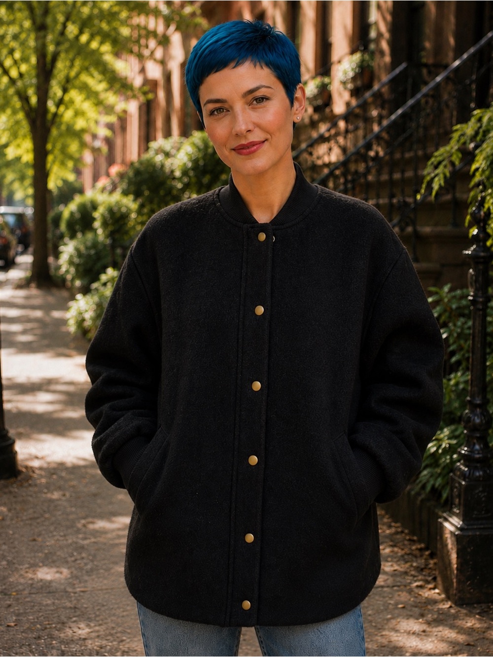 & Other Stories Oversized Wool Bomber Jacket Black Women’s 4